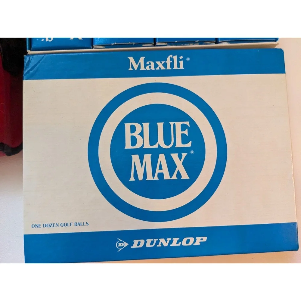 Vtg Dunlop Maxfli Blue Max Golf Balls 4 Boxes of 3 Each 12 total Red Bag NEW